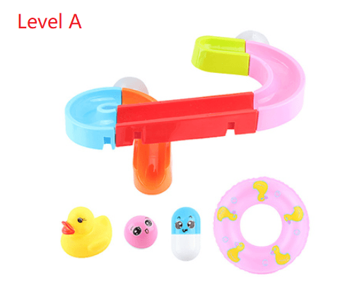 Baby water track assembling slides bathing bath toys Drifting wheel and Baby soft glue pinch ball - Mubimart