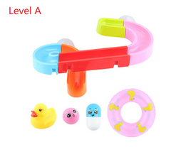 Baby water track assembling slides bathing bath toys Drifting wheel  and Baby soft glue pinch ball - Mubimart - Bath toy 