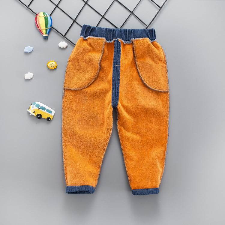 Baby winter plus velvet jeans - Mubimart