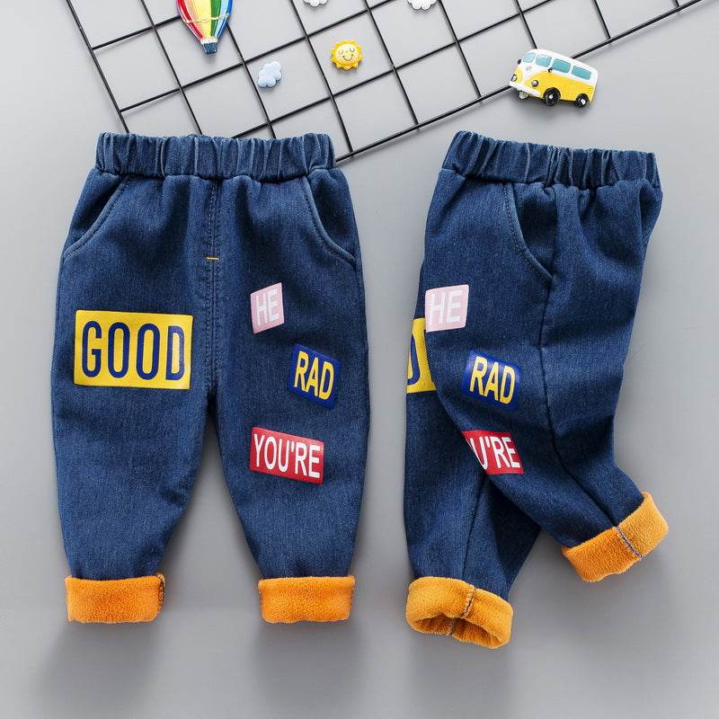 Baby winter plus velvet jeans - Mubimart