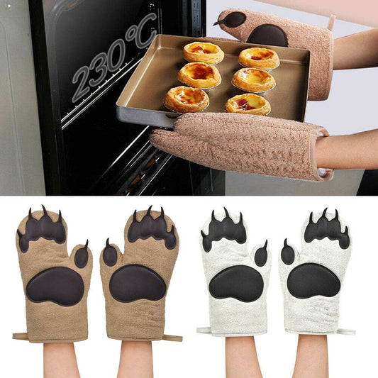 Baking Gloves Microwave Gloves Heat Insulation Gloves Cotton Silicone Insulated Mittens Microwave Oven Silicone Gloves - Mubimart
