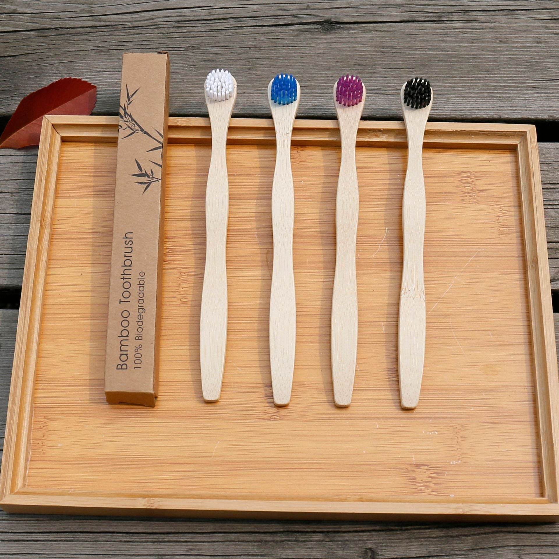 Bamboo And Wood Tongue Scraper Set 4 Sticks Tongue Cleaner - Mubimart