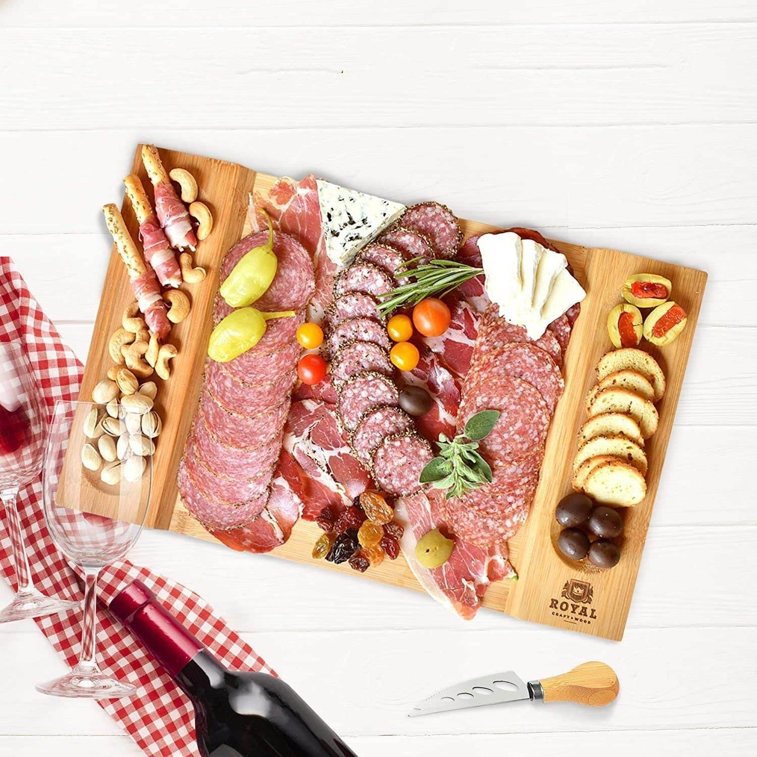 Bamboo Cheese Board & Cutting Board Kitchen Supplies - Mubimart