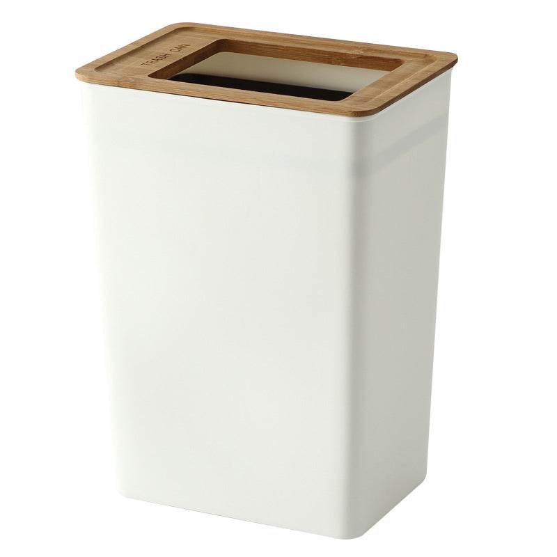 Bamboo Lid Trash Can - Mubimart