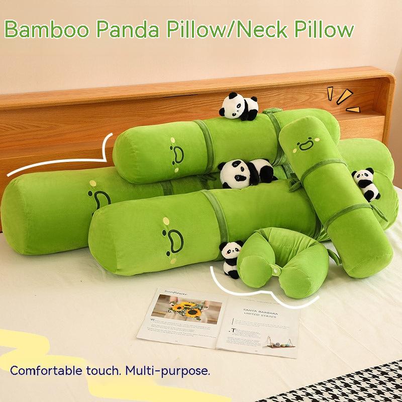 Bamboo Pipe Panda Home Long Cylinder Pillow Bedside Cushion Girls' Side Sleeping Leg Lock Pillow - Mubimart -  