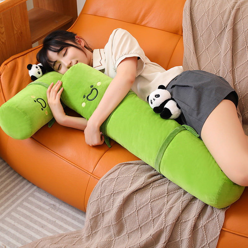 Bamboo Pipe Panda Home Long Cylinder Pillow Bedside Cushion Girls' Side Sleeping Leg Lock Pillow - Mubimart -  