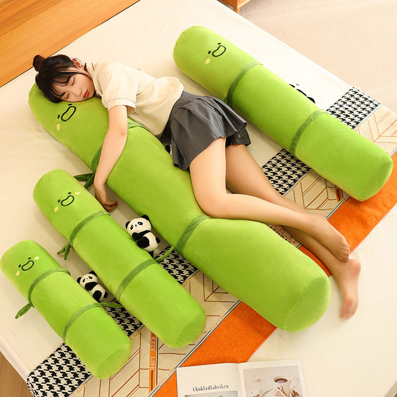 Bamboo Pipe Panda Home Long Cylinder Pillow Bedside Cushion Girls' Side Sleeping Leg Lock Pillow - Mubimart - Bed pillow 