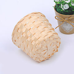 Bamboo Storage Baskets Straw Patchwork Handmade Laundry Wicker Rattan Seagrass Belly Garden Flower Kitchen Storage Basket 1PC - Mubimart -  