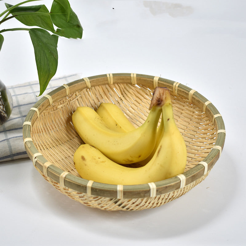 Bamboo Woven Basket And Dustpan Fruit Basket Plate - Mubimart -  