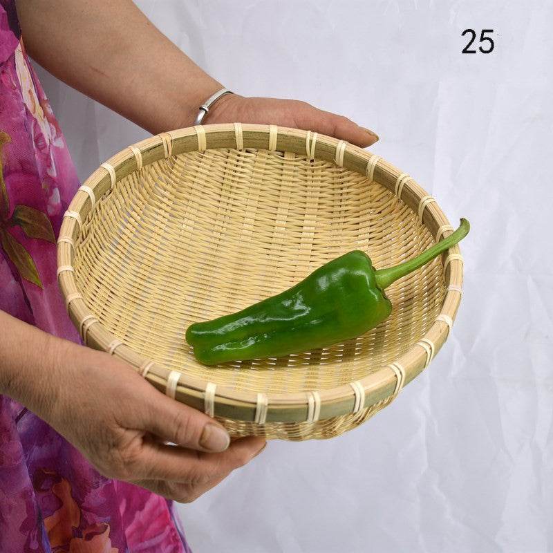 Bamboo Woven Vegetable Washing Basket Steamed Bun Basket, Drain Basket - Mubimart