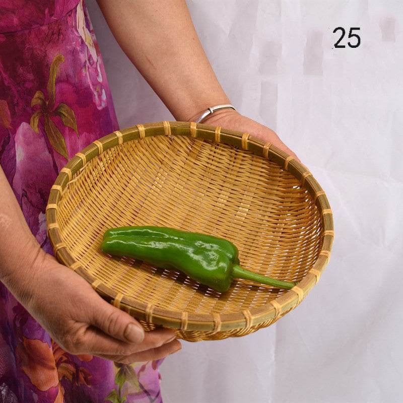 Bamboo Woven Vegetable Washing Basket Steamed Bun Basket, Drain Basket - Mubimart
