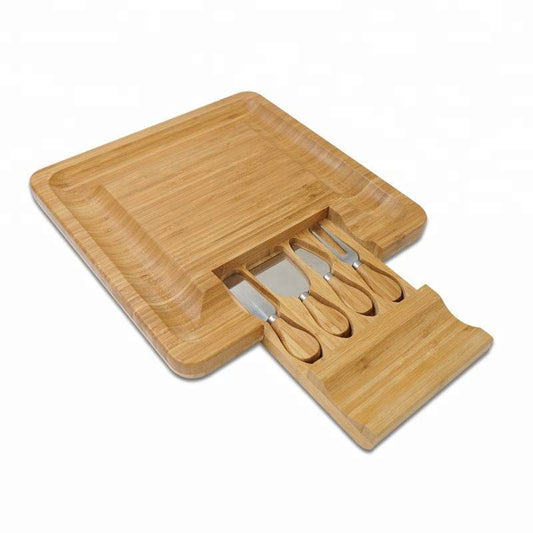 Bamboo cheese board set cheese cutting board - Mubimart