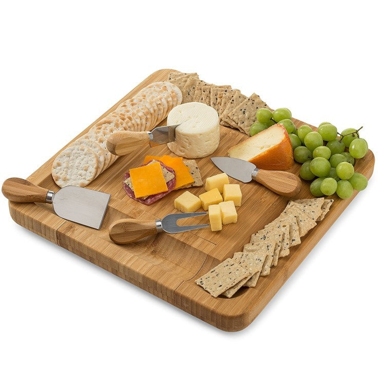 Bamboo cheese board set cheese cutting board - Mubimart -  