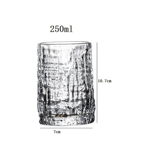 Bark Embossed Glass Water Cup - Mubimart