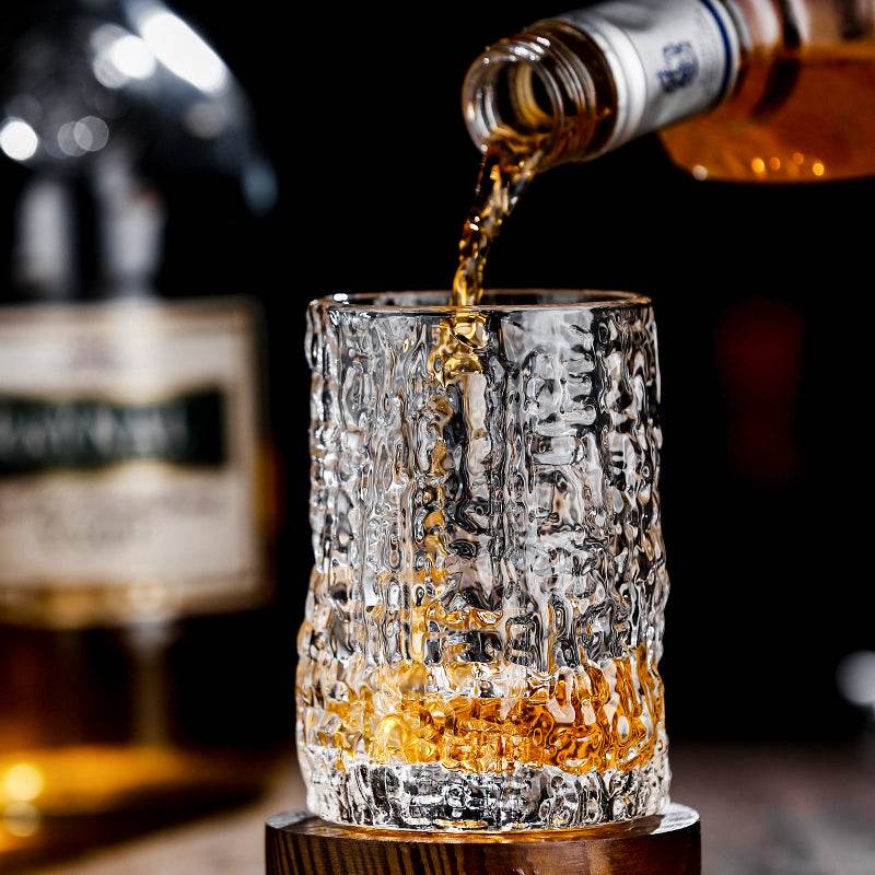 Bark Embossed Glass Water Cup - Mubimart