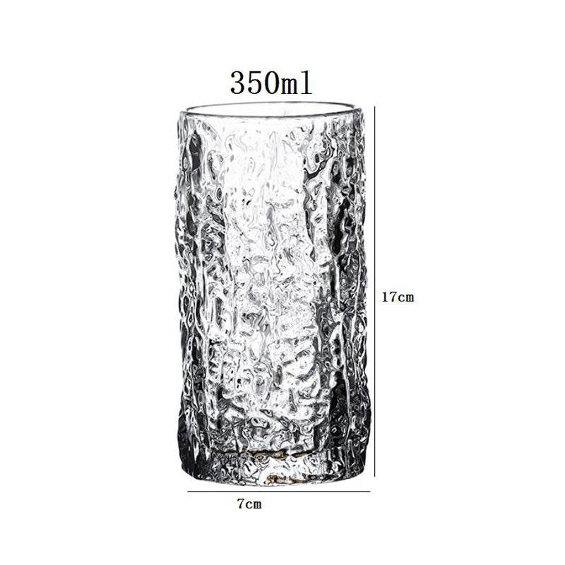 Bark Embossed Glass Water Cup - Mubimart
