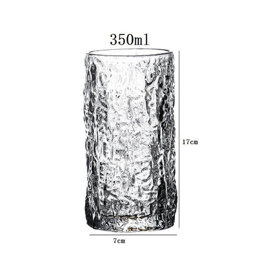 Bark Embossed Glass Water Cup - Mubimart