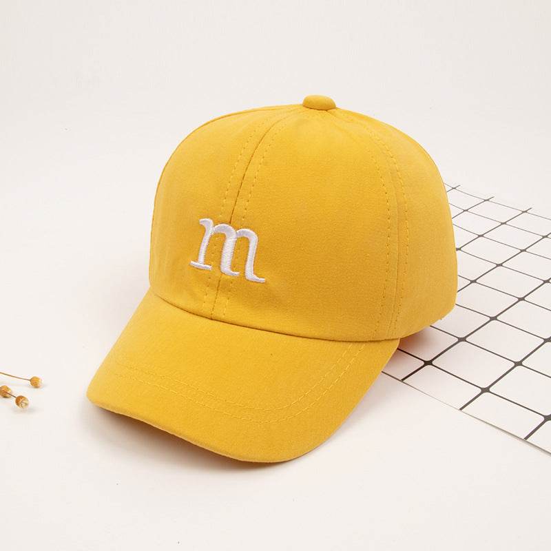 Baseball Cap Boy Letter M Embroidered Children's Cotton Spring and Autumn Hat Cap - Mubimart