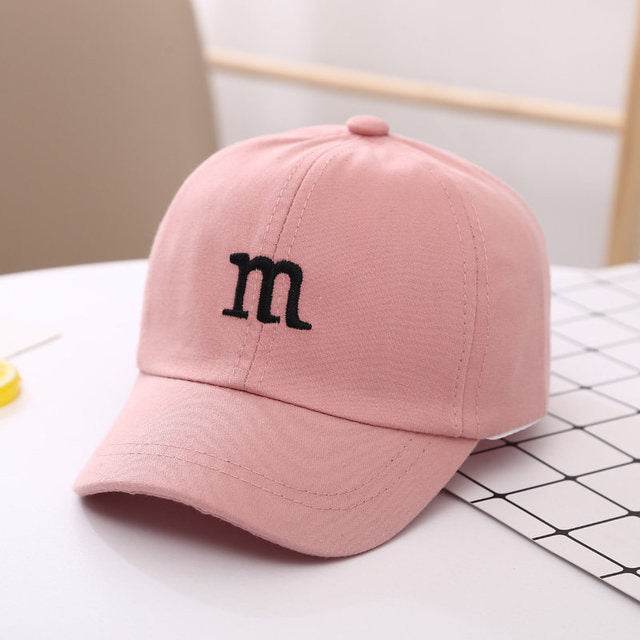 Baseball Cap Boy Letter M Embroidered Children's Cotton Spring and Autumn Hat Cap - Mubimart