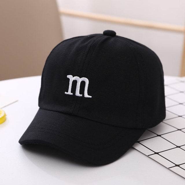 Baseball Cap Boy Letter M Embroidered Children's Cotton Spring and Autumn Hat Cap - Mubimart