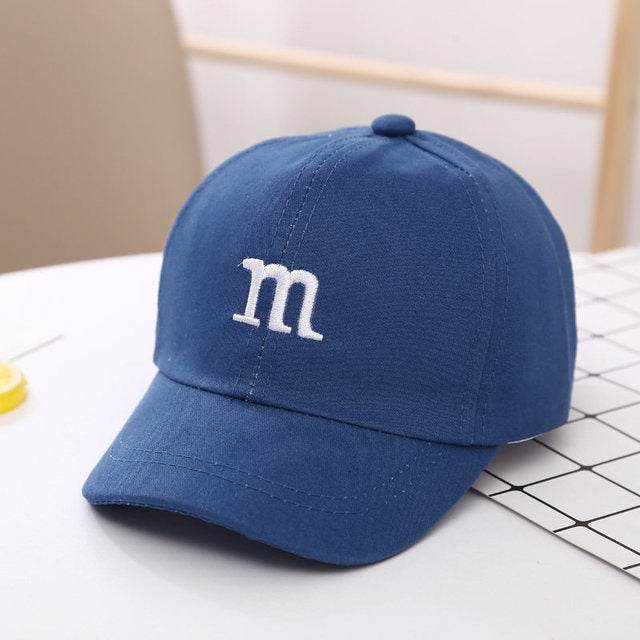 Baseball Cap Boy Letter M Embroidered Children's Cotton Spring and Autumn Hat Cap - Mubimart