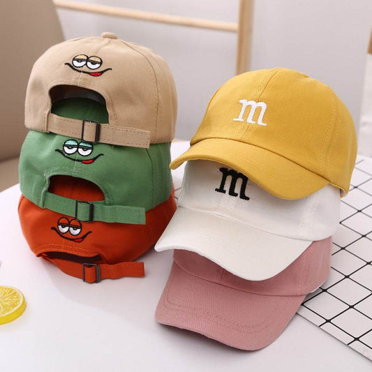 Baseball Cap Boy Letter M Embroidered Children's Cotton Spring and Autumn Hat Cap - Mubimart