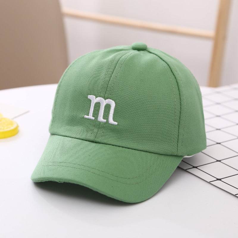 Baseball Cap Boy Letter M Embroidered Children's Cotton Spring and Autumn Hat Cap - Mubimart