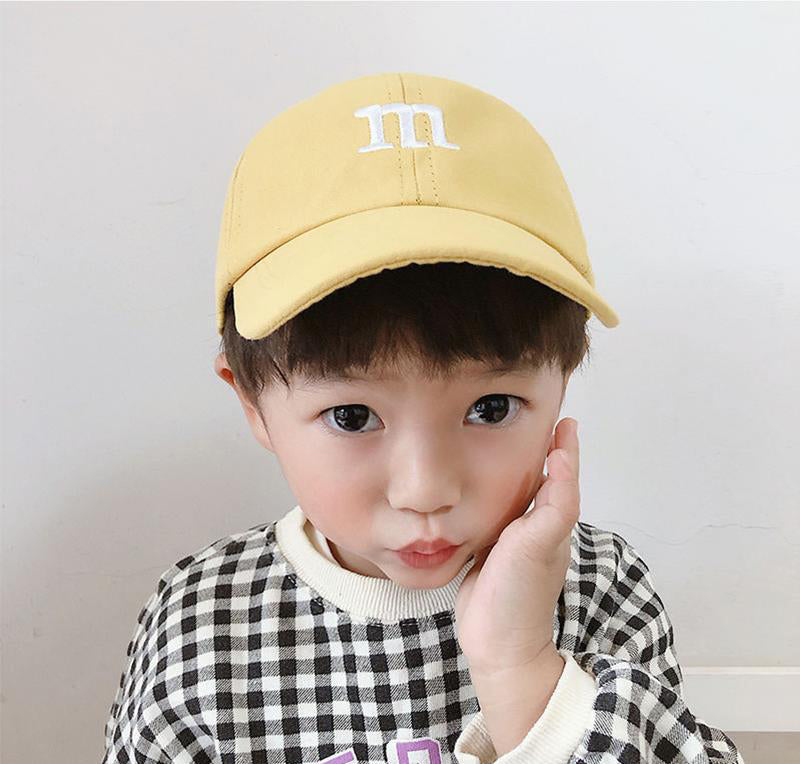 Baseball Cap Boy Letter M Embroidered Children's Cotton Spring and Autumn Hat Cap - Mubimart -  