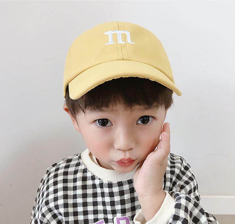 Baseball Cap Boy Letter M Embroidered Children's Cotton Spring and Autumn Hat Cap - Mubimart