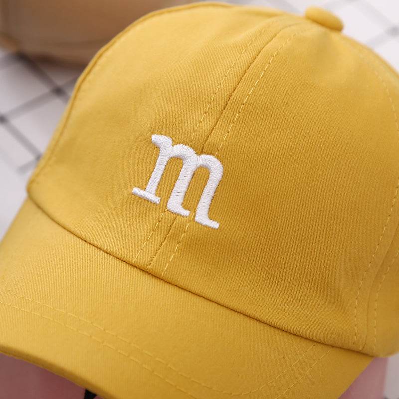 Baseball Cap Boy Letter M Embroidered Children's Cotton Spring and Autumn Hat Cap - Mubimart