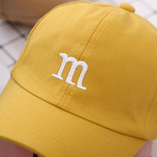 Baseball Cap Boy Letter M Embroidered Children's Cotton Spring and Autumn Hat Cap - Mubimart
