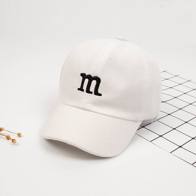 Baseball Cap Boy Letter M Embroidered Children's Cotton Spring and Autumn Hat Cap - Mubimart
