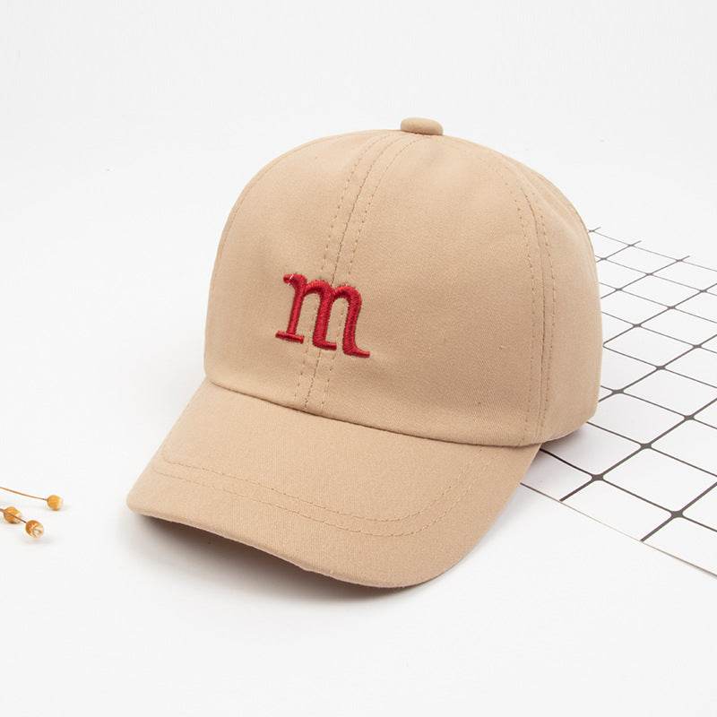 Baseball Cap Boy Letter M Embroidered Children's Cotton Spring and Autumn Hat Cap - Mubimart