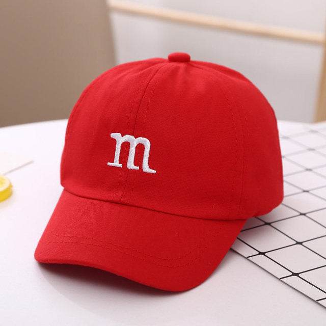 Baseball Cap Boy Letter M Embroidered Children's Cotton Spring and Autumn Hat Cap - Mubimart