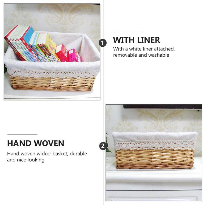 Basket Wicker Storage Box Snack Basket Woven Storage Blue Mainland China - Mubimart