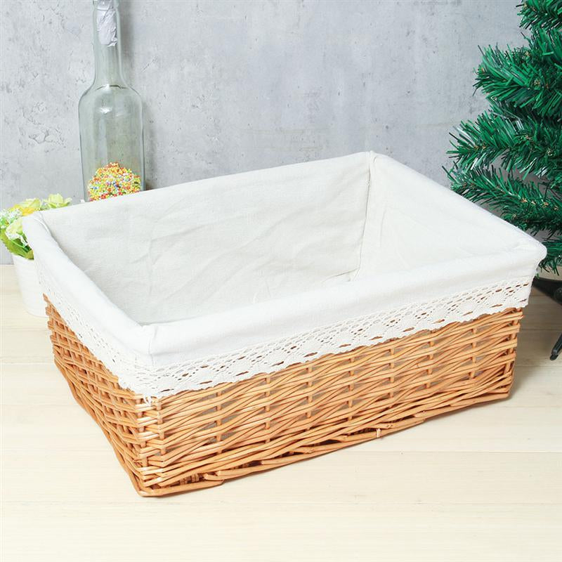 Basket Wicker Storage Box Snack Basket Woven Storage Blue Mainland China - Mubimart - Wicker basket 