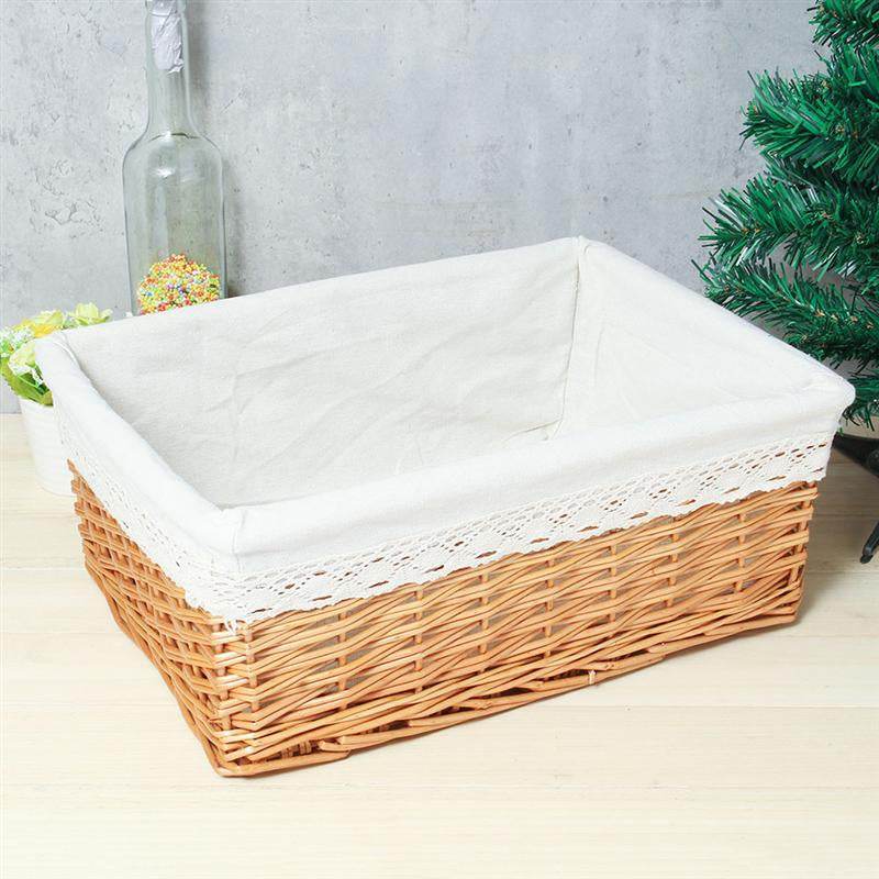 Basket Wicker Storage Box Snack Basket Woven Storage Blue Mainland China - Mubimart