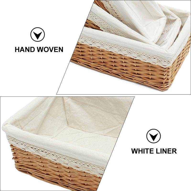 Basket Wicker Storage Box Snack Basket Woven Storage Blue Mainland China - Mubimart
