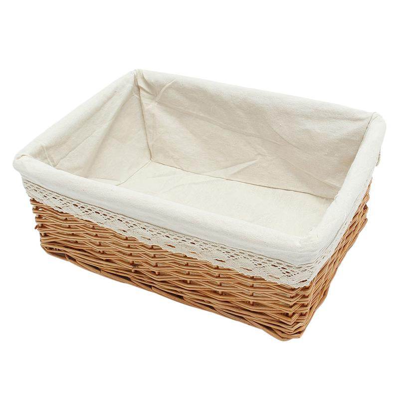 Basket Wicker Storage Box Snack Basket Woven Storage Blue Mainland China - Mubimart