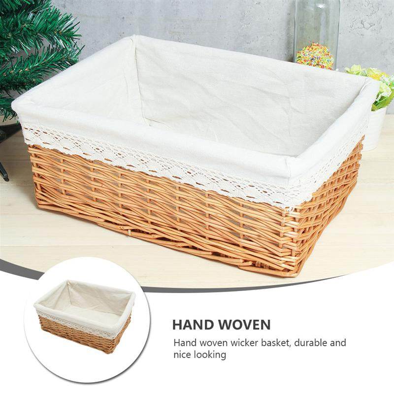 Basket Wicker Storage Box Snack Basket Woven Storage Blue Mainland China - Mubimart
