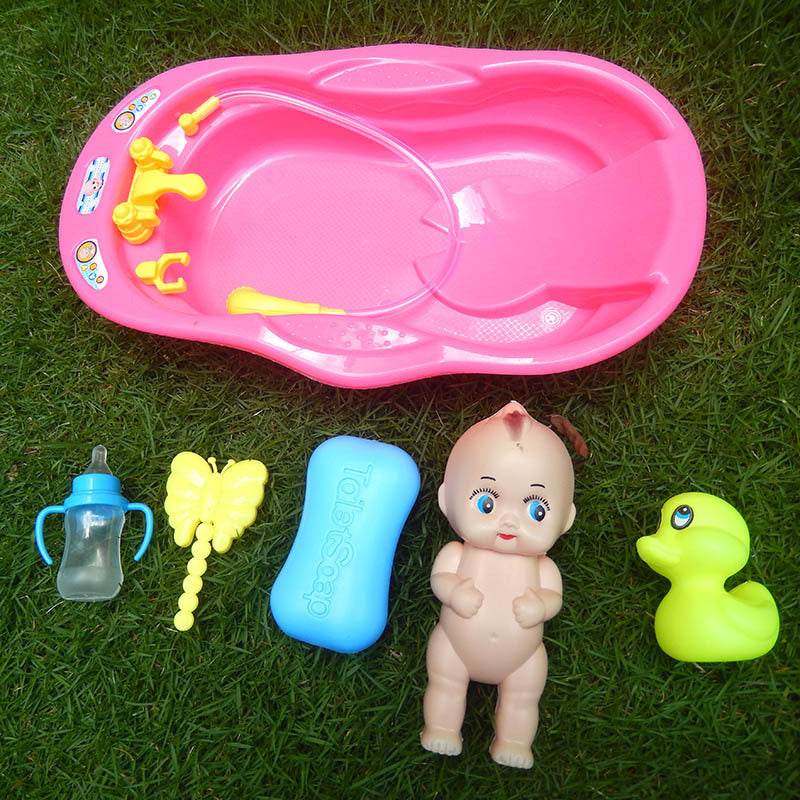 Bathing Doll Little Yellow Duck Set Bathtub Toy - Mubimart