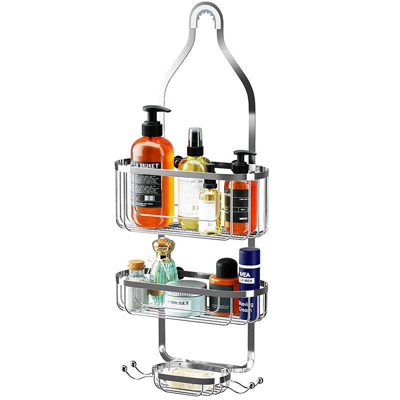 Bathroom In-wall Shower Shelf Toilet Free Installation 3-layer Hanging Basket - Mubimart