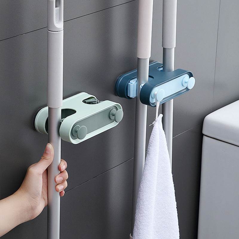 Bathroom Mop Clip Double-button Mop Hook - Mubimart