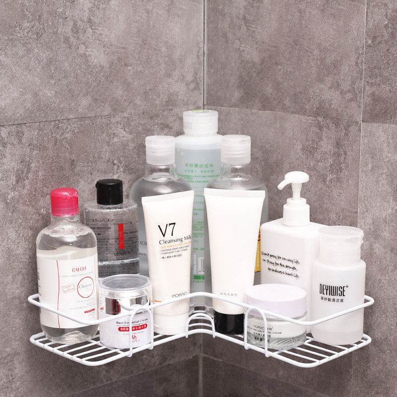 Bathroom Shelf Corner Frame Shower Wrought Iron Kitchen Accessories Storage Rack Holder Bathroom Shelves Bathroom Equipment - Mubimart