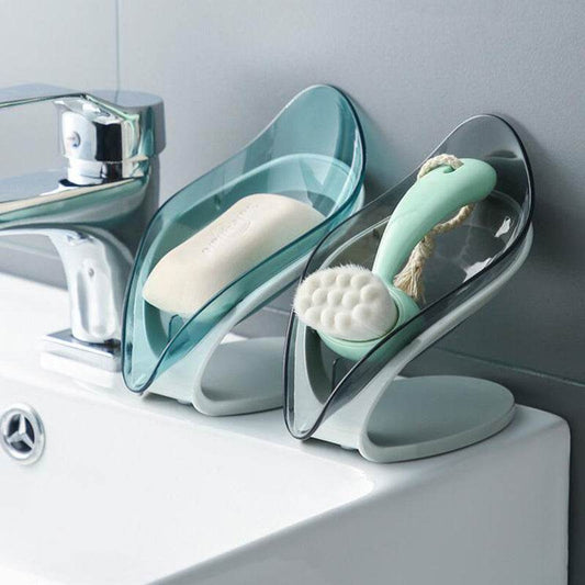 Bathroom Soap Holder Leaf Shape Soap Box Kitchen Dish Storage Box Non-slip Drain Soap Storage Case Container Bathroom Accessorie - Mubimart
