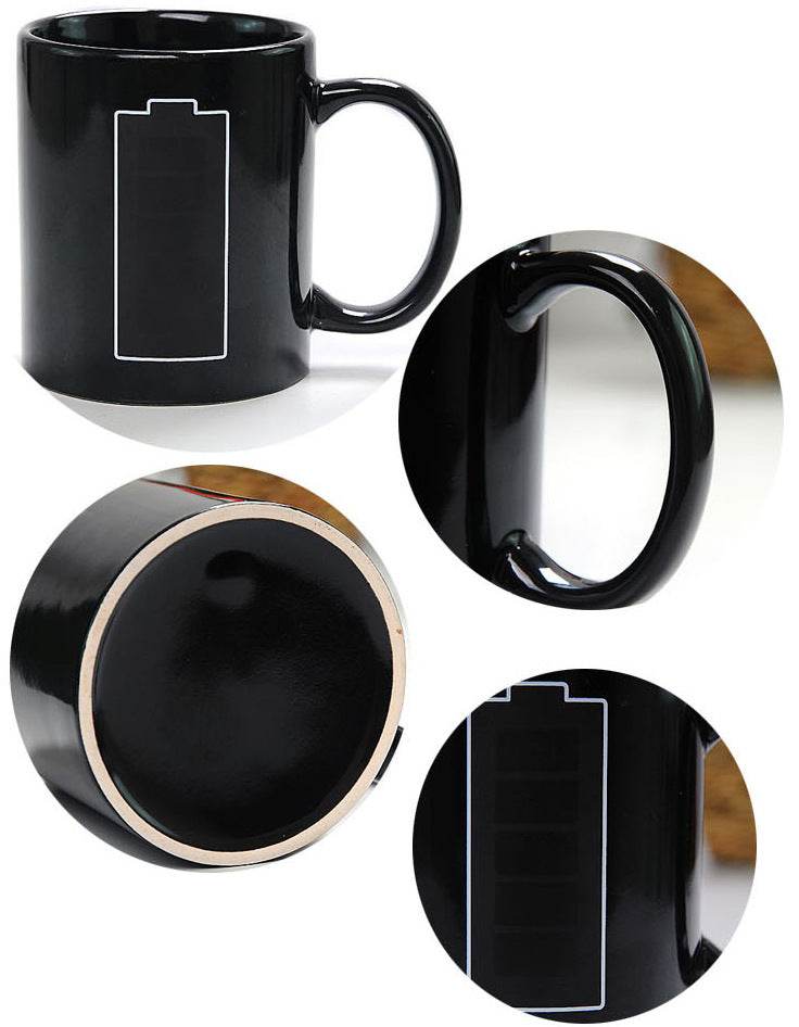 Battery display thermal temperature cup temperature sensitive color cup ceramic coffee mug - Mubimart