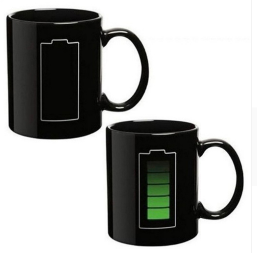 Battery display thermal temperature cup temperature sensitive color cup ceramic coffee mug - Mubimart - Thermo cup 