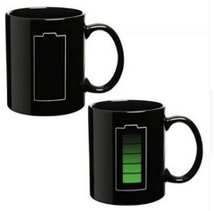 Battery display thermal temperature cup temperature sensitive color cup ceramic coffee mug - Mubimart - Thermo cup 