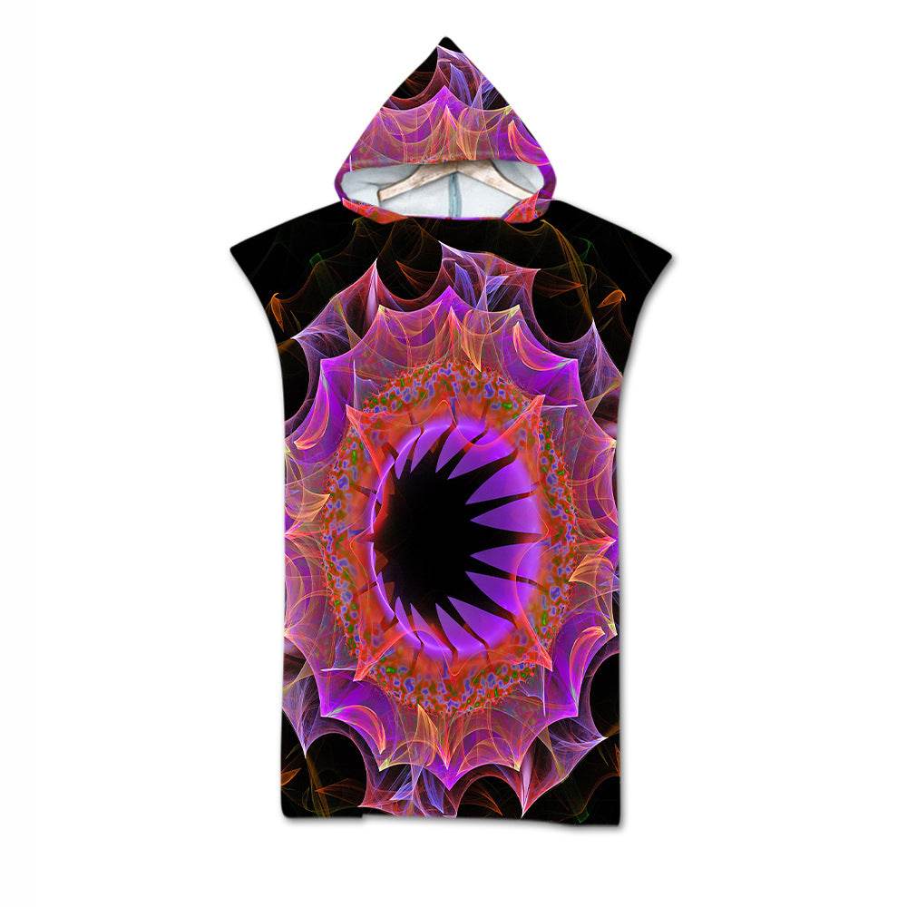 Beach Towel Cloak Cloak Geometric Print Hooded Bath Towel - Mubimart