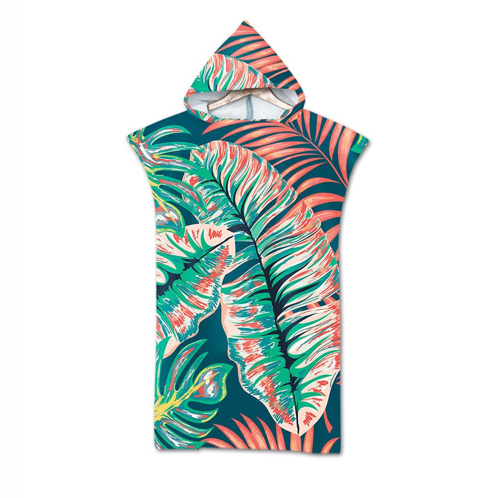 Beach Towel Cloak Cloak Geometric Print Hooded Bath Towel - Mubimart
